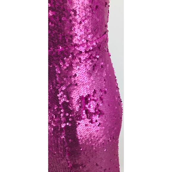 LULU'S  XS Pink Prom Perfect Cutout One-Shoulder Sequin Gown NEW B52 *flaw - Picture 11 of 15